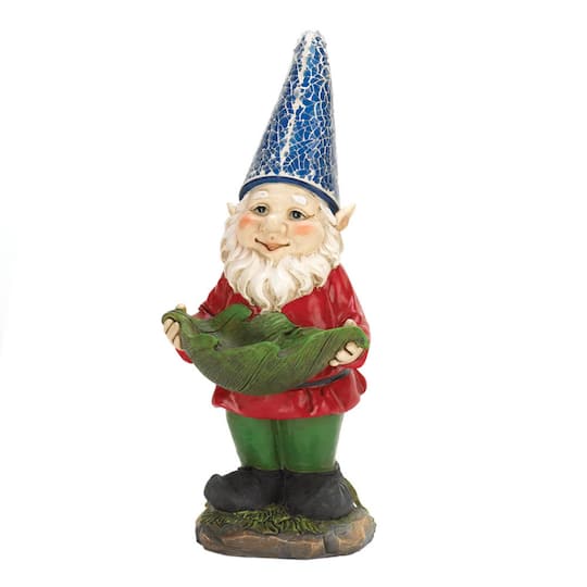 12.5" Bird Feeder Gnome Solar Statue